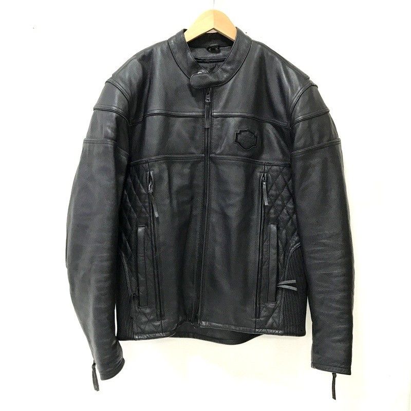 HARLEY ハーレーダビッドソン シングルライダース レザージャケット 98110 05 VM ライナー付き Lサイズ メンズ ブラック 古着 オートバイ ツーリング バイクウェア TA 3886