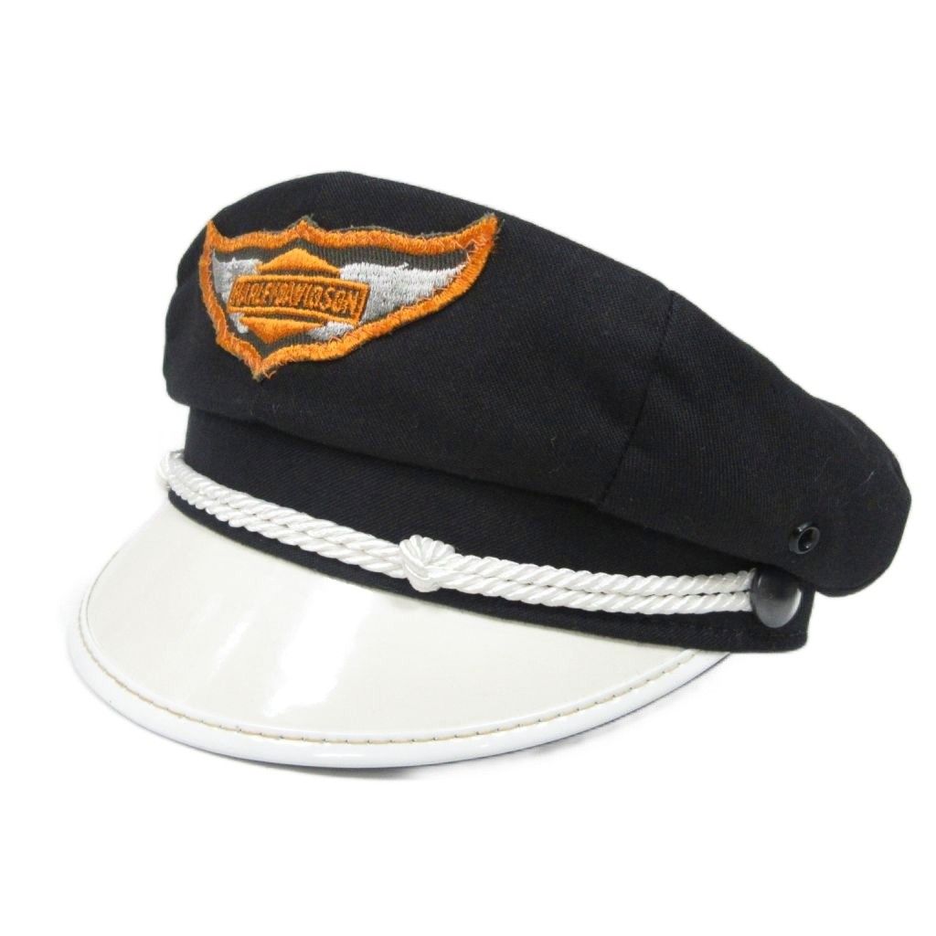 ハーレーダビッドソン HARLEY 50 s～60 s ヴィンテージ キャプテンハット バイカーキャップ キャスケット 帽子 黒 ブラック IBO 86