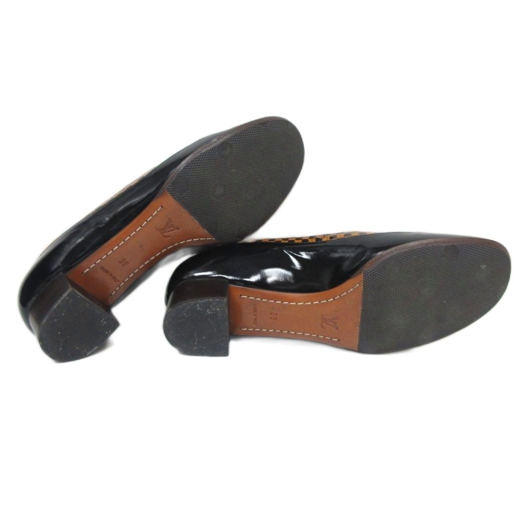 ルイヴィトン LOUIS VUITTON ダミエ パンプス ロゴプレート エナメル