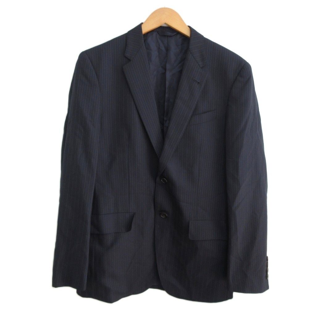 ポールスミス PAUL SMITH 最 ゼニア トラベラーズ スーツ スーパーファインウール シングル セットアップ 2 B ストライプ ビジネス フォーマル M 紺 ネイビー IBO 86