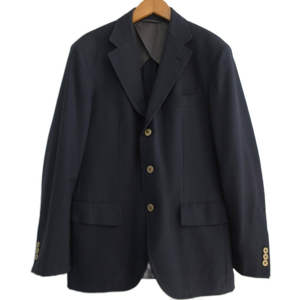 トゥモローランド ピルグリム PILGRIM ドーメル地 ウール ブレザー ジャケット 紺ブレ 金ボタン 3 B シングル ネイビーサイズ44