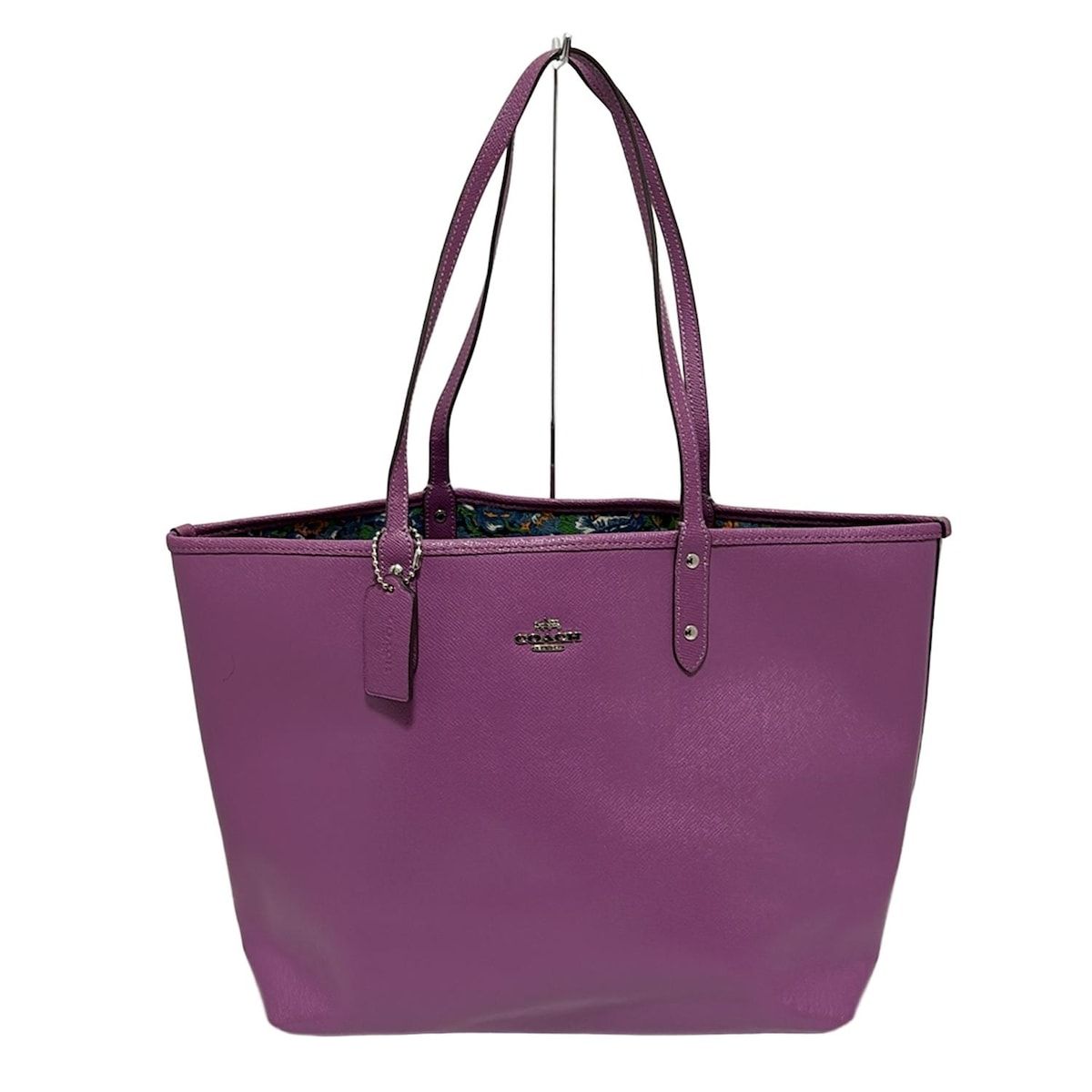 COACH(コーチ) トートバッグ - パープル×ネイビー×マルチ 花柄