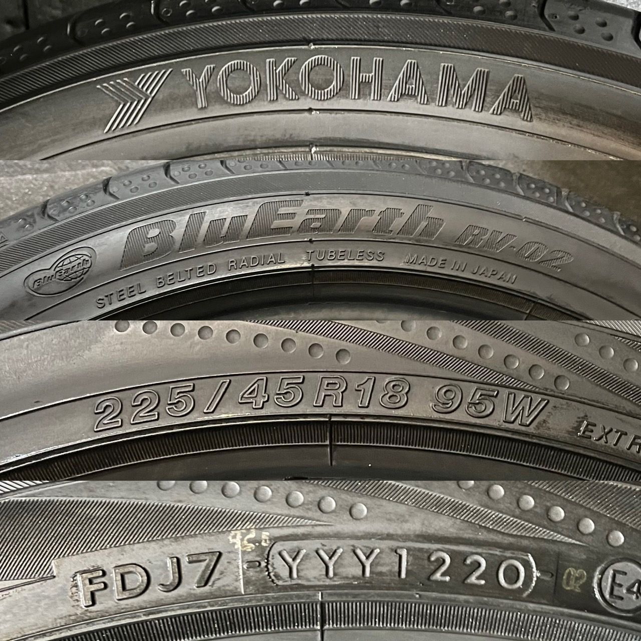  2020年製 約8～9分山 ヨコハマ ブルーアース BluEarth RV 02 225 45 R 18 4本 h_844 18インチ サマータイヤ ノーマルタイヤ