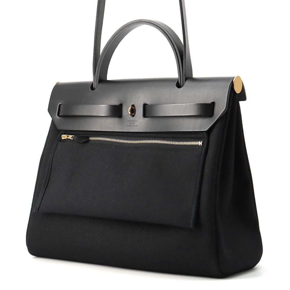 エルメス エールバッグジップPM ブラック ゴールド金具 トワルミリタリー ヴァッシュハンター U刻印 黒