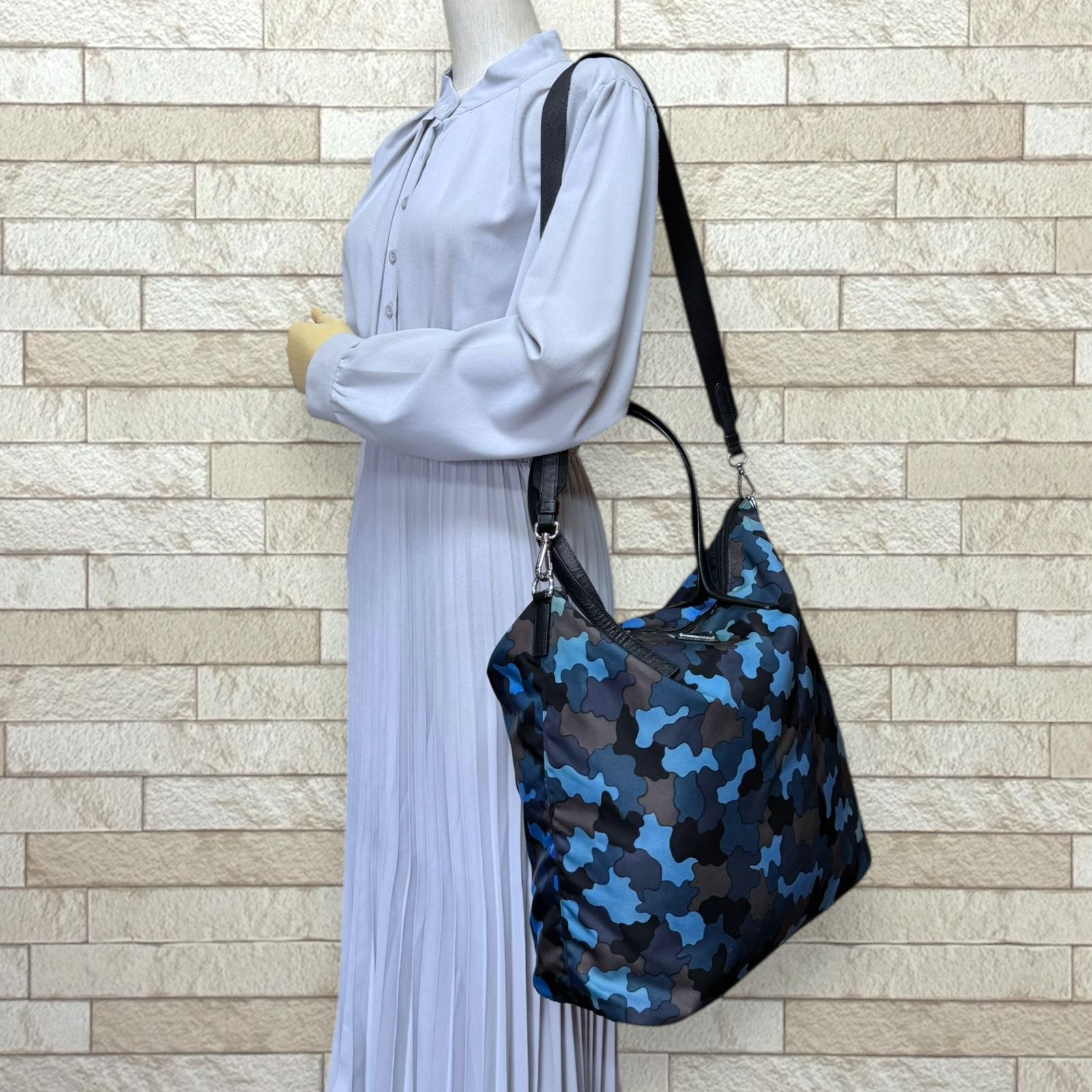 プラダ カモフラ ショルダーバッグ ナイロン 1 BG 189 ブルー メンズ PRADA