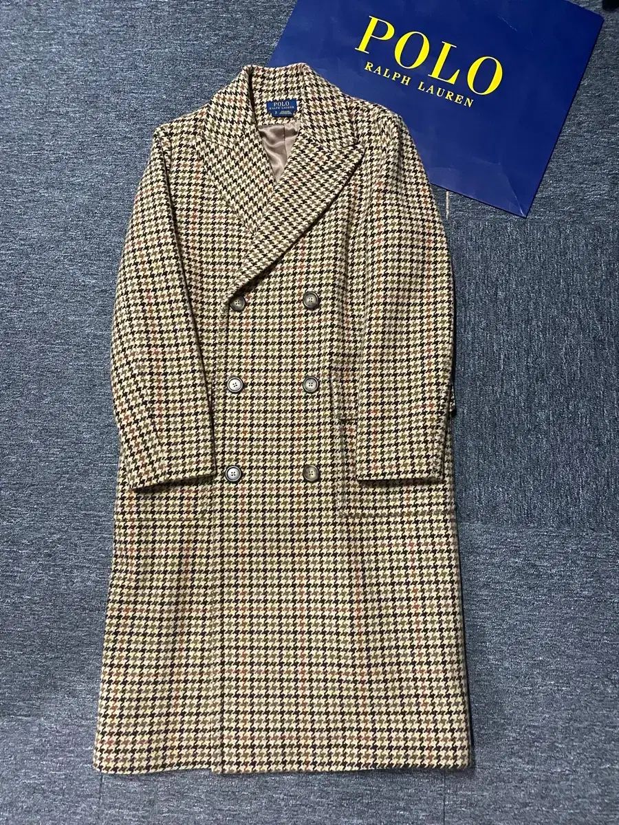 在庫整理 新モデル ポロ ハウンドトゥース ダブルブレスト ロングコート ガンクラブ