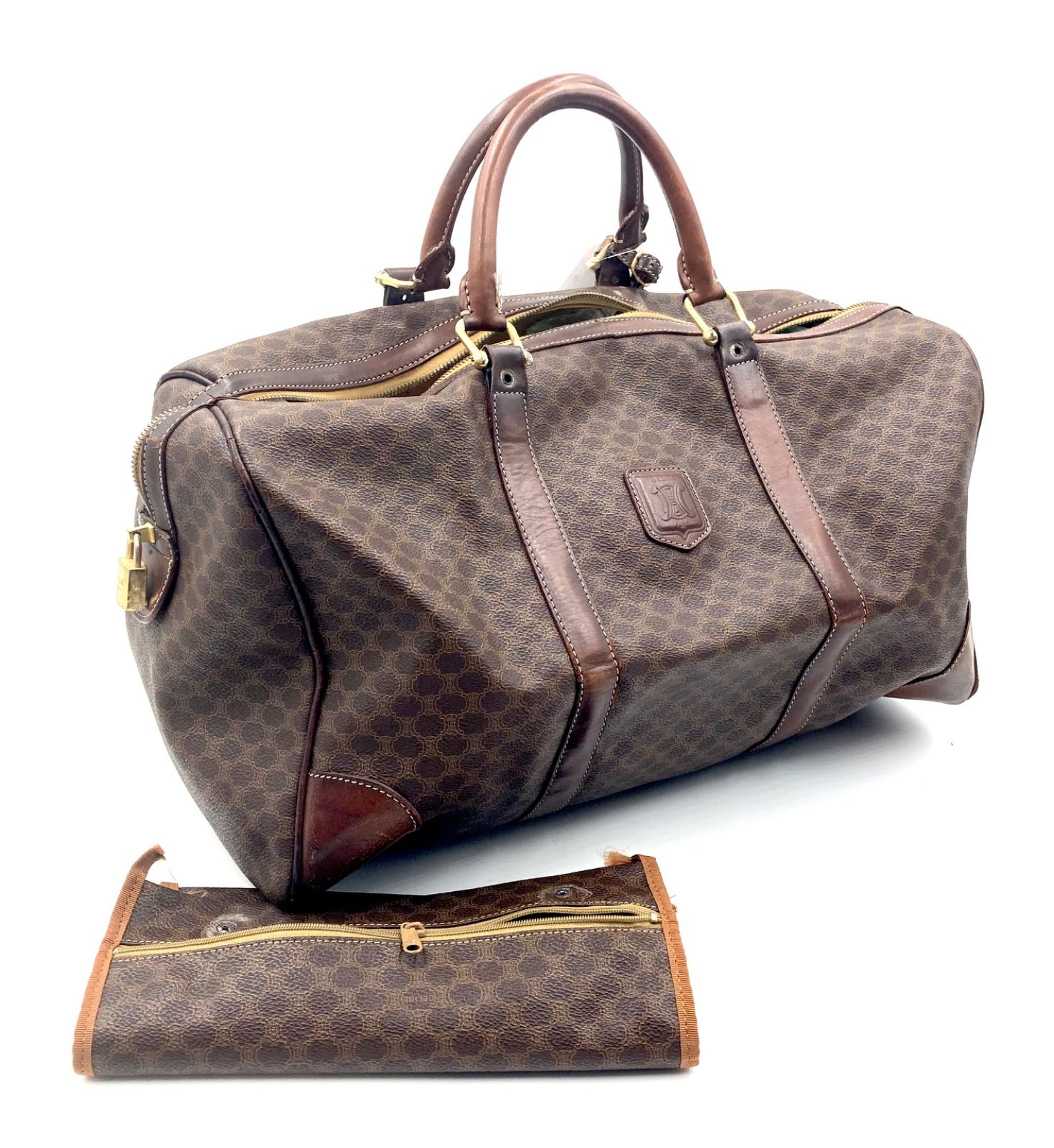 オールド　セリーヌ　ボストンバッグ　トリオンフ　マカダム柄　旅行　y2k CELINE - 当時物 オールド セリーヌ ボストンバッグ 旅行カバン