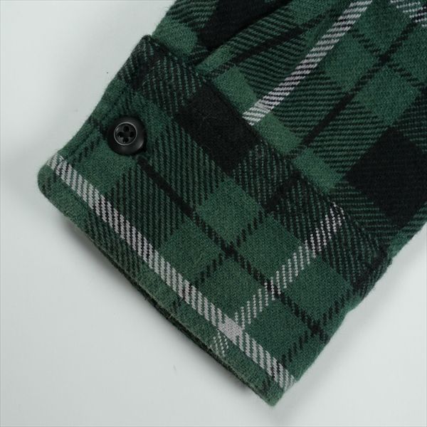 Size L A BATHING APE ア ベイシング エイプ SHARK FLANNEL CHECK SHIRT フランネル長袖シャツ 緑 品- ビッグシルエット テーパードパンツ