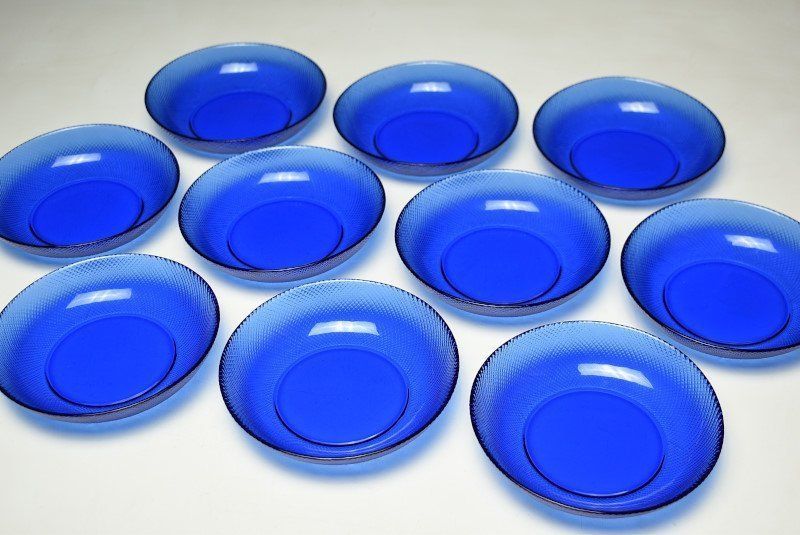 蔵C 9589 d 1 硝子 青色 小皿 平向付 ガラス 十客