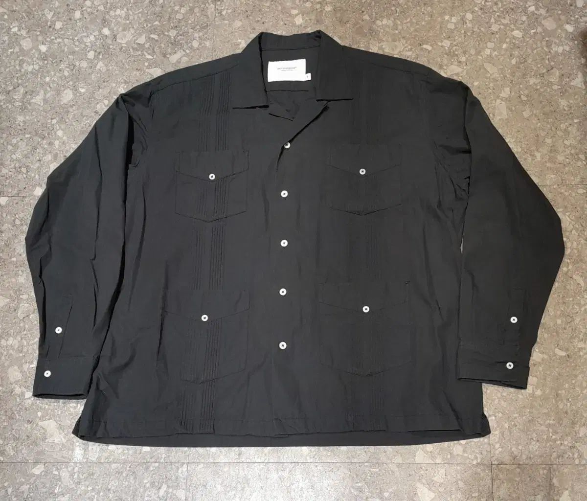 オープンカラー シャツ 長袖 ネイビー 3