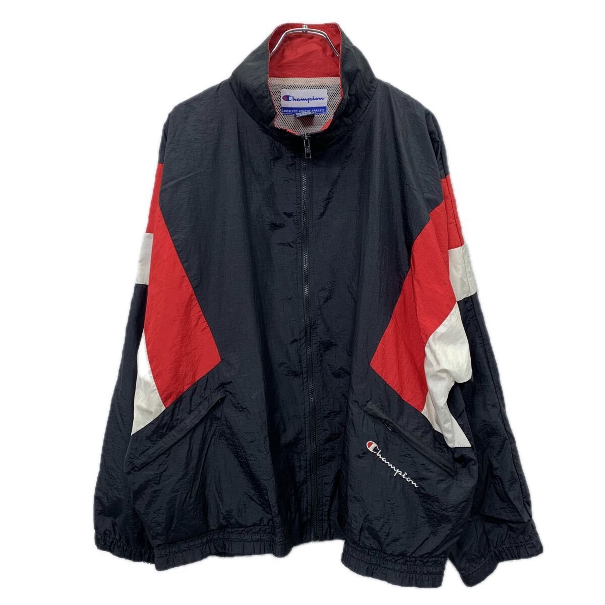 超激得，低価 Champion ナイロンジャケット XL ブラック レッド ホワイト チャンピオン 春秋物 a712-5777 その他