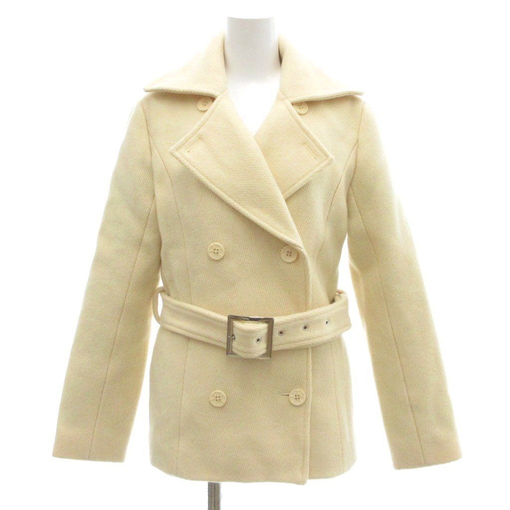 【中古】アルバローザ ALBAROSA ハーフコート ダブルブレスト ベルト ツイード F アイボリー /JS ■FF レディース アルバローザ ALBAROSA ハーフコート ダブルブレスト ベルト ツイード