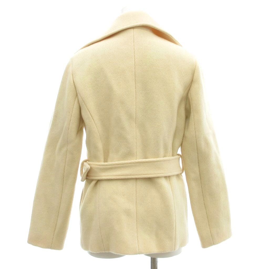 アルバローザ ALBAROSA ハーフコート ダブルブレスト ベルト ツイード F アイボリー JS FF