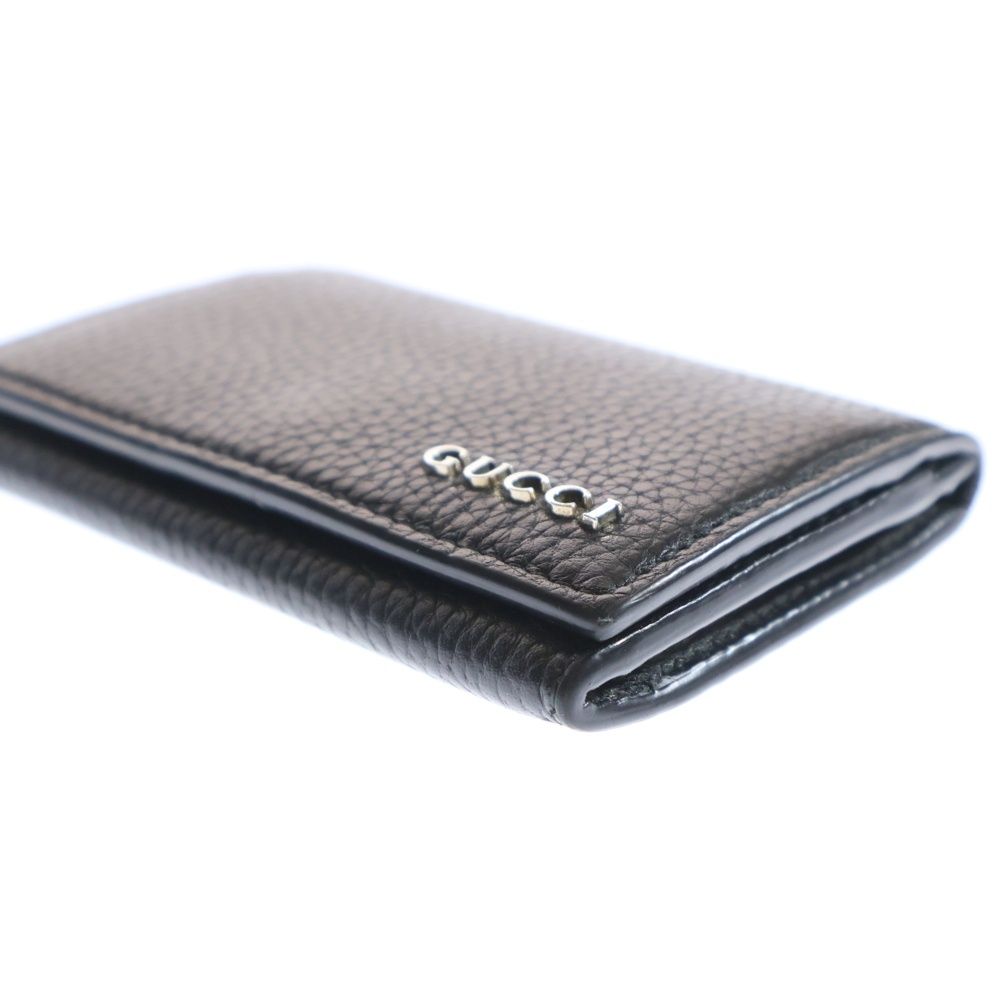 GUCCI (グッチ) メタルロゴ レザー 二つ折り カードケース ブラック