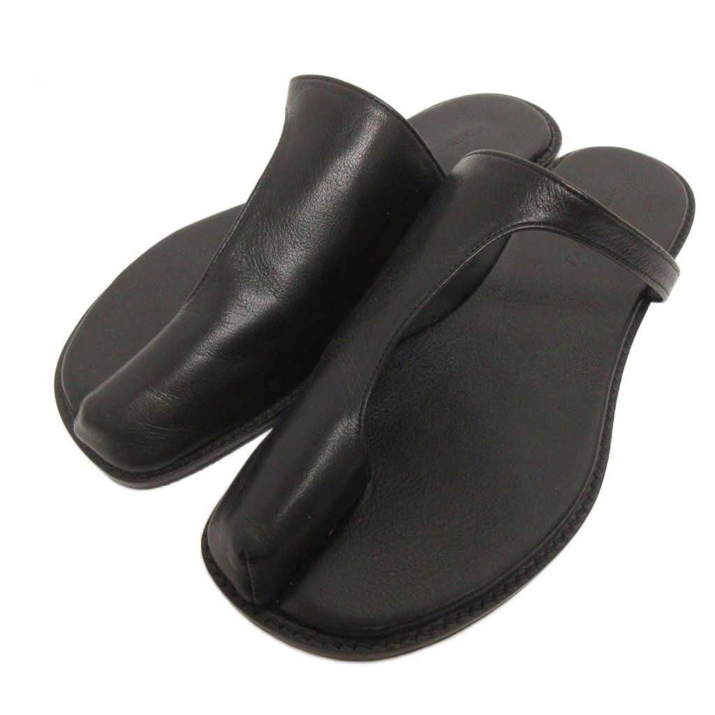 フミエタナカ FUMIE TANAKA カバーフィンガーサンダル cover finger sandal トング レザー フラット F 23 S 80 36 黒 ブラック