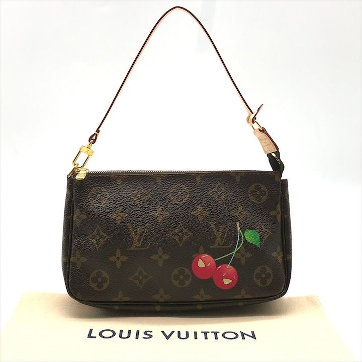超 LOUIS VUITTON ルイヴィトン モノグラム アクセソワール ポシェット さくらんぼ ハンド バッグ ポーチ PVC レディース m 15084