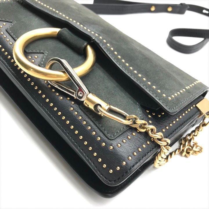 良品 Chloe クロエ フェイス スモール ショルダー バッグ 斜め掛け スエード レザー スタッズ グレー レディース ブランド かばん 鞄 r495 良品 Chloe クロエ フェイス スモール ショルダー バッグ 斜め掛け