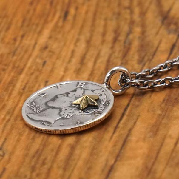 ノースワークス NORTH WORKS コインネックレス ペンダント チェーン付き 50 cm ヴィンテージ10セント銀貨 マーキュリーダイム硬貨 リバティーコイン 自由の女神 シルバー N 301