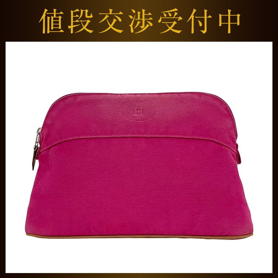 エルメス ポーチ ＭＭ ピンク ボリード 小物入れ コットン