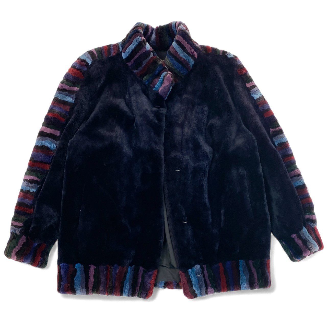 33L10 本毛皮 染め シェアード ロングコート サイズF ダークパープル