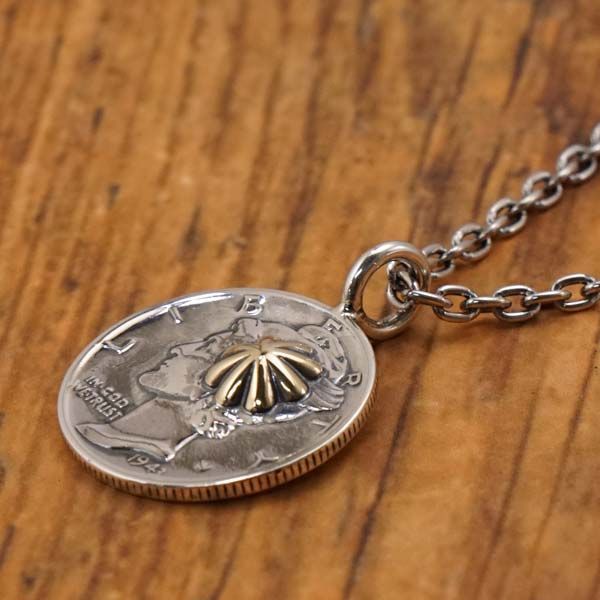 ノースワークス NORTH WORKS コインネックレス ペンダント チェーン付き 50 cm ヴィンテージ10セント銀貨 マーキュリーダイム硬貨 リバティーコイン 自由の女神 シルバー N 304