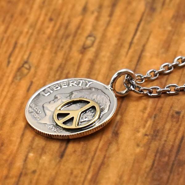 ノースワークス NORTH WORKS コインネックレス ペンダント ピースマーク チェーン付き 50 cm ヴィンテージ10セント銀貨 ダイム硬貨 リバティーコイン ルーズベルト大統領 シルバー N 303