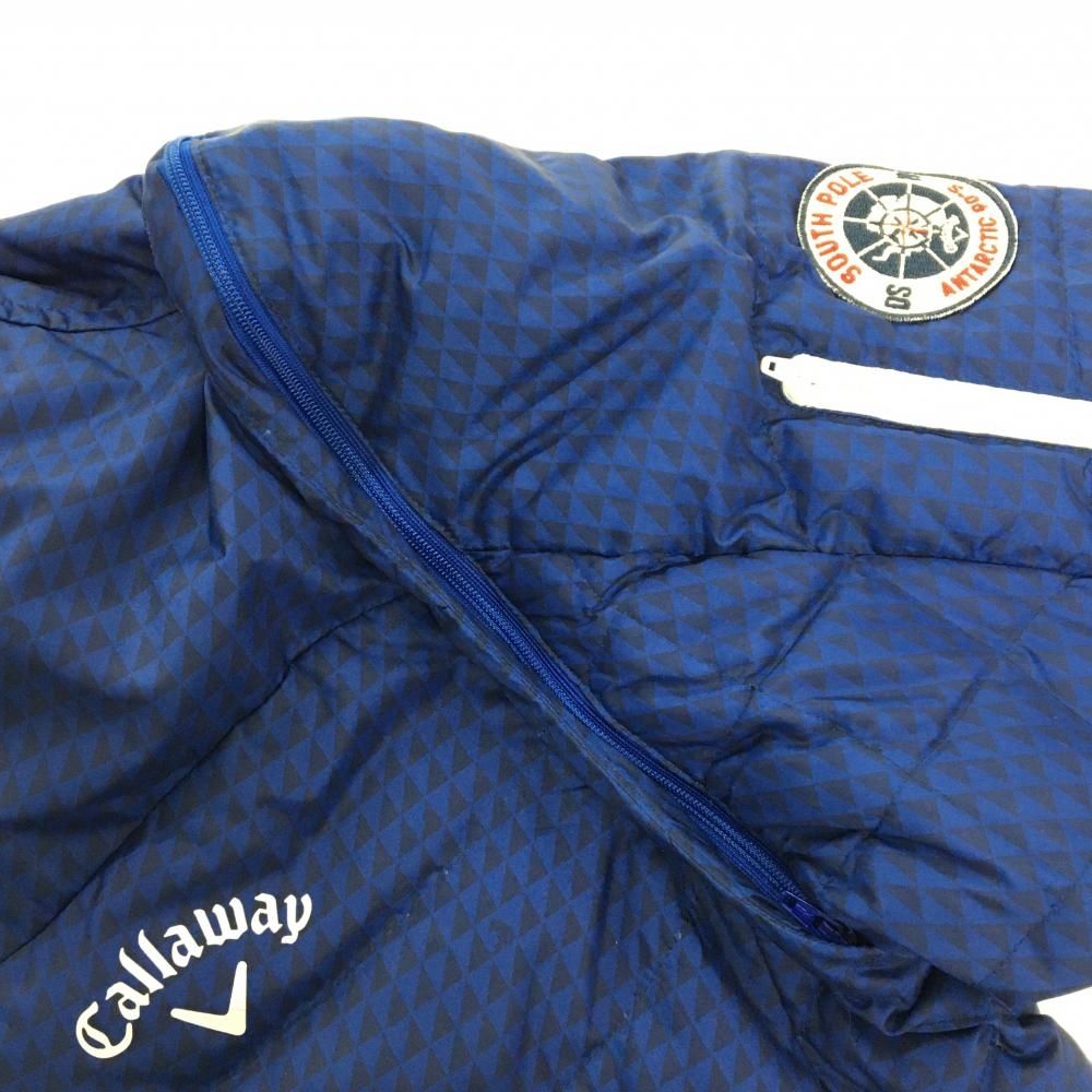 美品】キャロウェイ 2WAYダウンジャケット ブルー×ネイビー 総柄 袖
