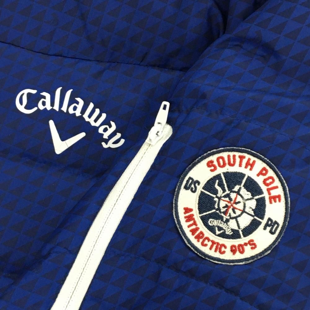 美品】キャロウェイ 2WAYダウンジャケット ブルー×ネイビー 総柄 袖