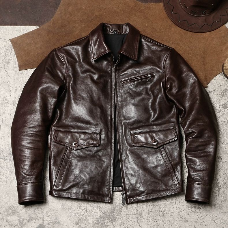 新品未使用》レザージャケット ヴィンテージ メンズ 襟付きワーク