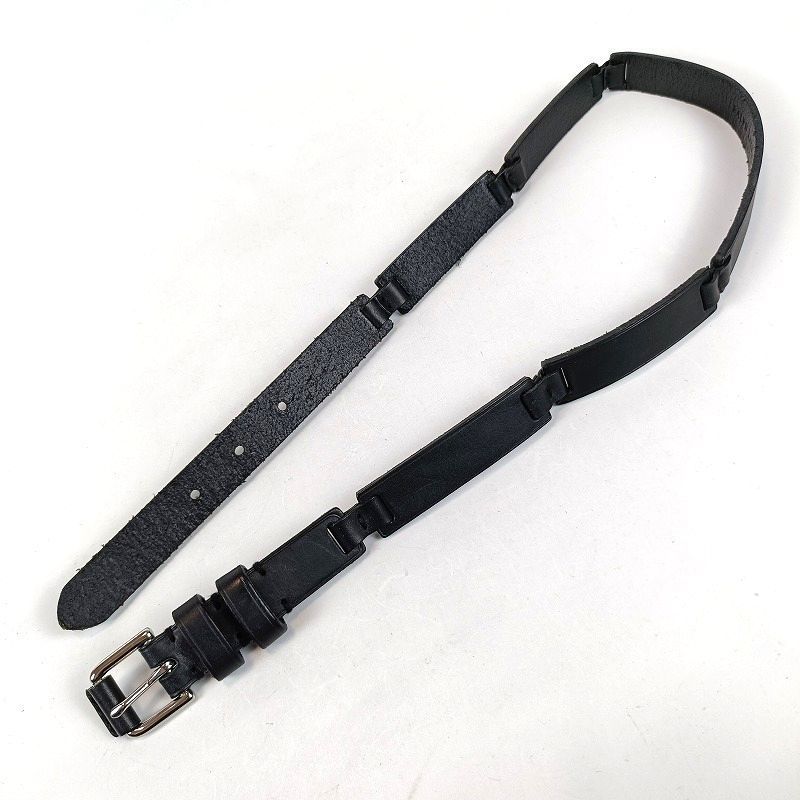 級 RALPH LAUREN ラルフローレン レザー ベルト 表記サイズ S レディース ブラック 黒 ロゴ刻印 -001