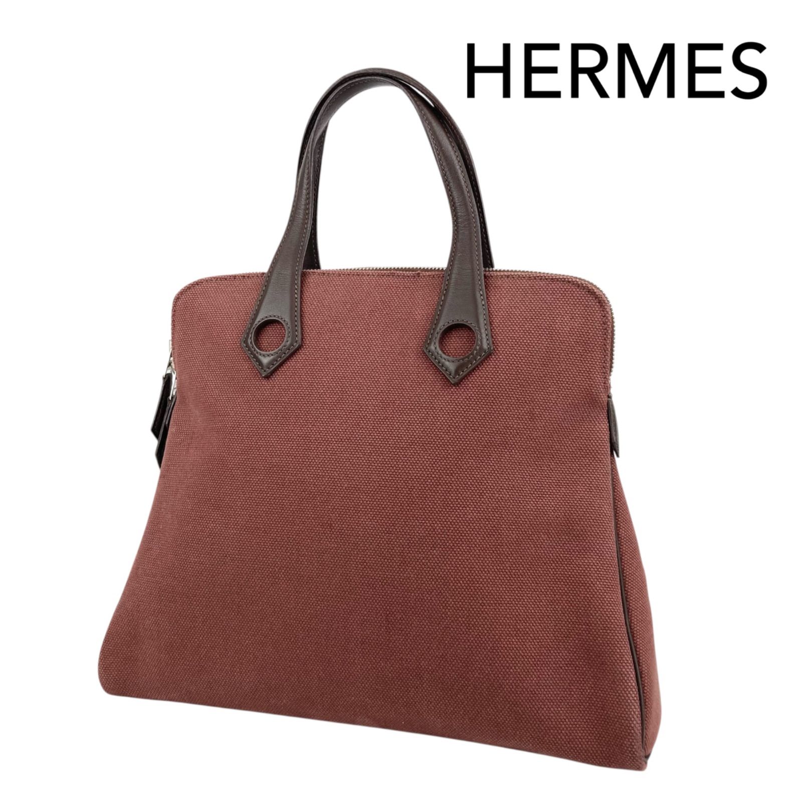 HERMES エルメス サックイブーPM ハンドバッグ キャンバス レザー 