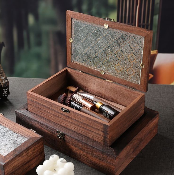 昭和レトロ 木製ジュエリーボックス アクセサリーケース 小物入れ 引き出し古道具 新品・未使用】 ウッドボックス Sサイズ 木製 小物入れ 木箱