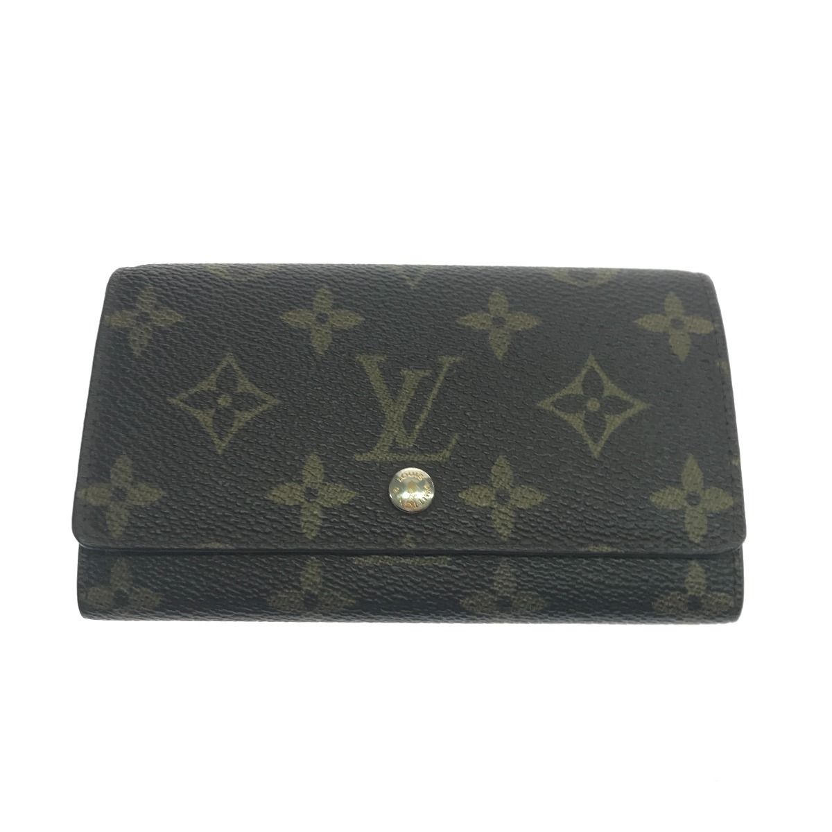 $$ LOUIS VUITTON ルイヴィトン 2つ折り財布 モノグラム ポルトモネジップ M 61735 ブラウン