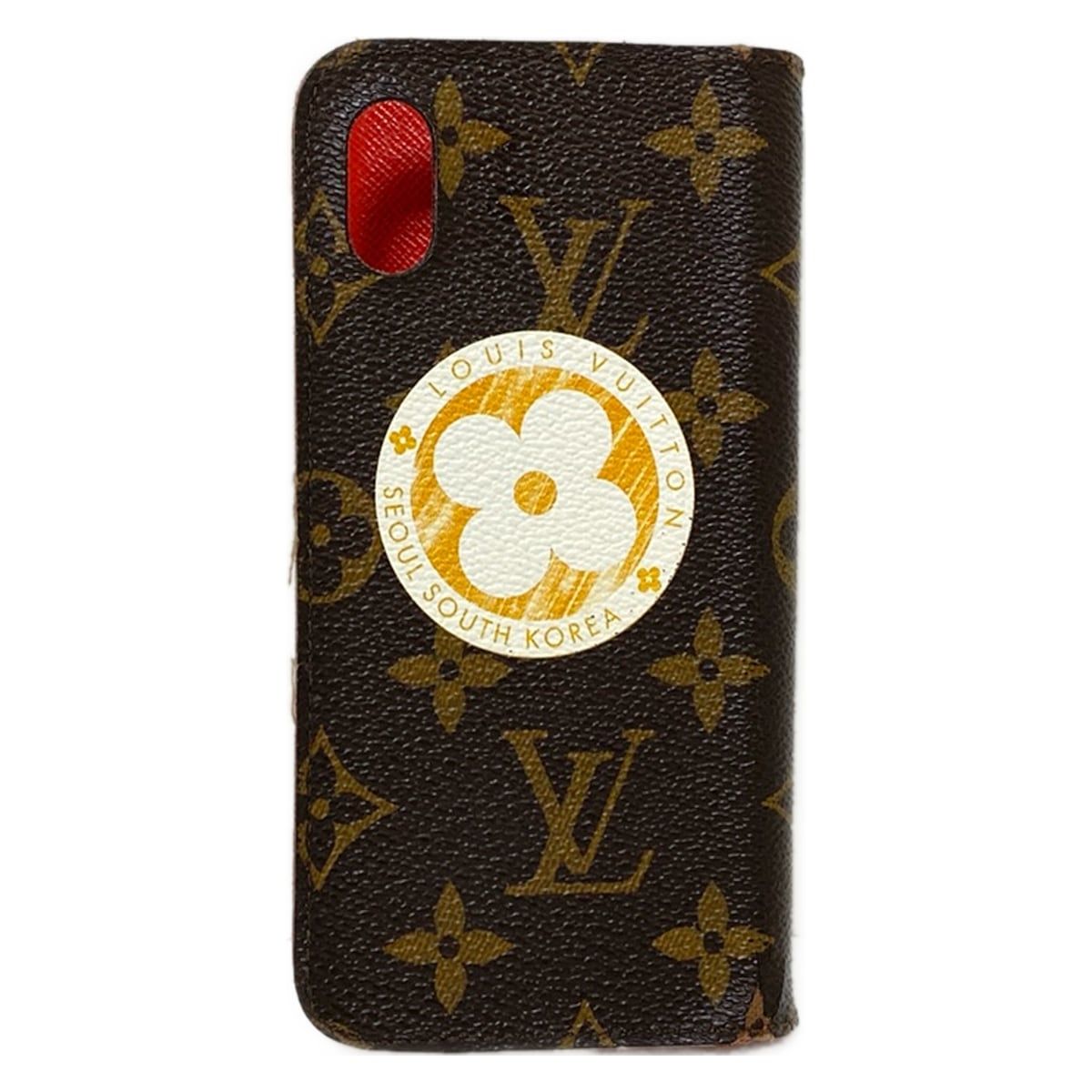 ルイヴィトン 携帯電話ケース モノグラム iphone 8 フォリオ 7にも対応 ダークブラウン マイLV ワールドツアー|ネーム刻印|iPhoneケース