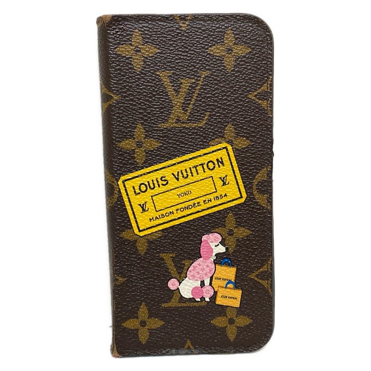 ルイヴィトン 携帯電話ケース モノグラム iphone 8 フォリオ 7にも対応 ダークブラウン マイLV ワールドツアー|ネーム刻印|iPhoneケース