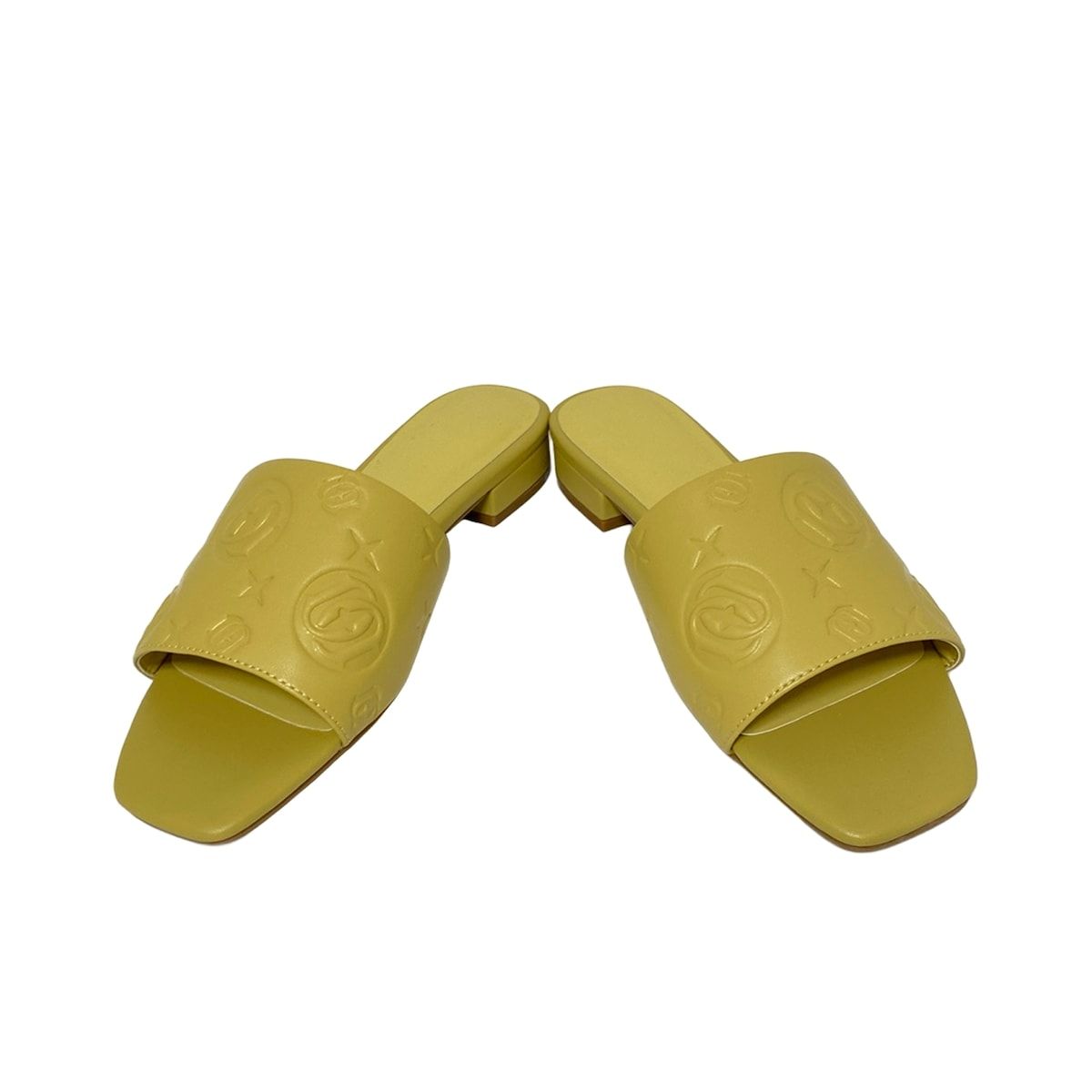 DIANA ダイアナ ミュール L レディース - ダークイエロー 型押し加工 レザー