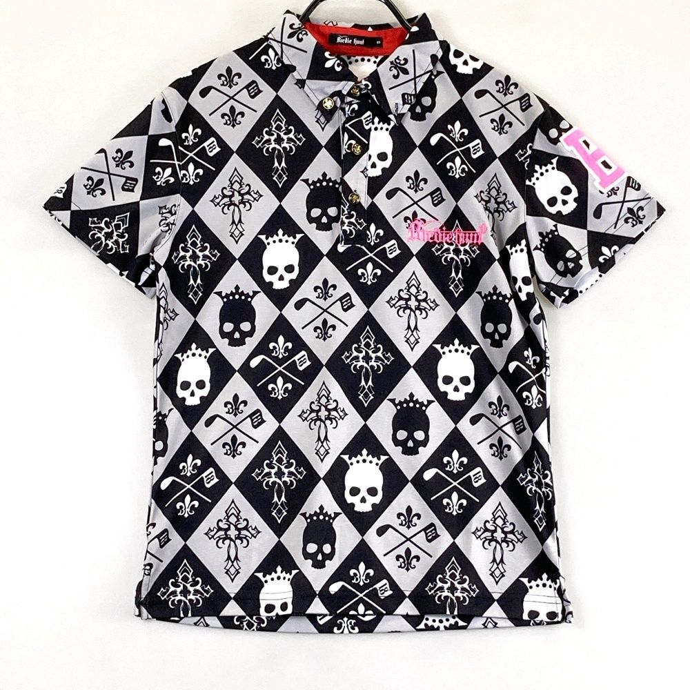 【美品】パーリーゲイツ　ゴルフウェア　半袖　シャツ　ストライプ柄　メンズ　4 M PEARLY GATES パーリーゲイツ ストライプシャツ【4】美品！ ゴルフ