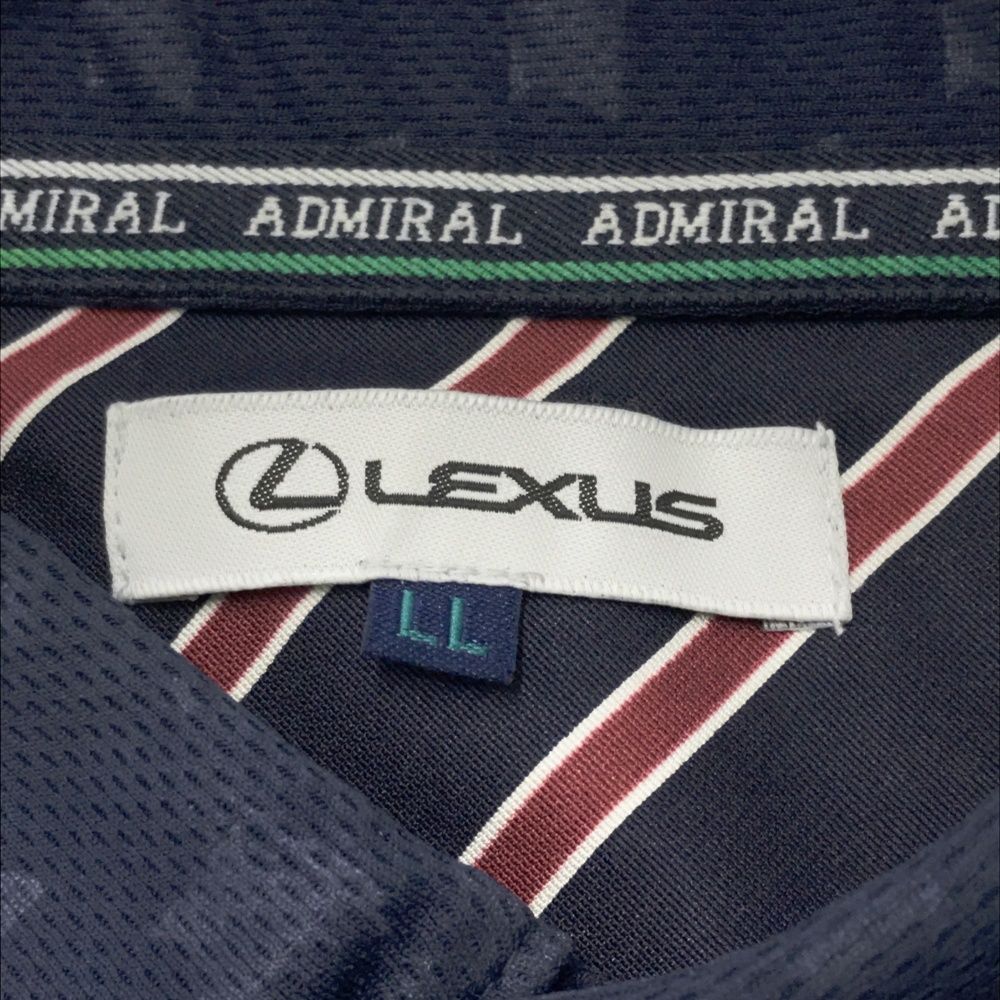 サイズ：LL ADMIRAL アドミラル 半袖ポロシャツ ×LEXUS 総柄 ネイビー