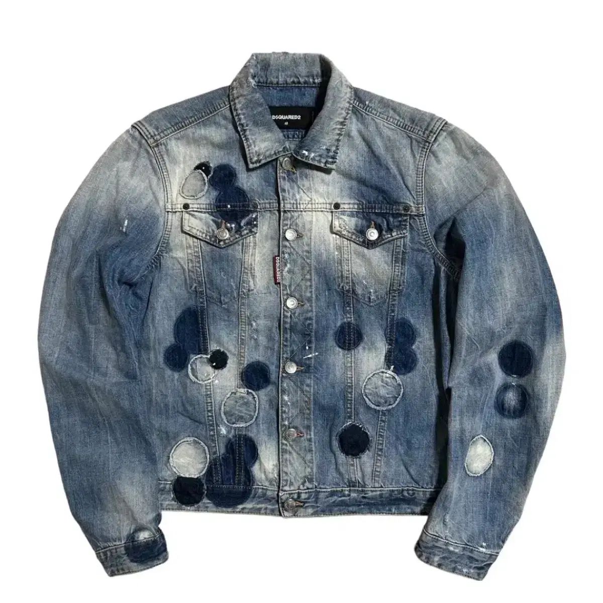 ディースクエアード2 ダメージ デザインテープ デニムジャケット 48