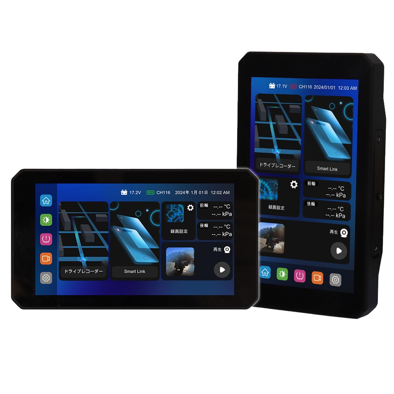 MAXWIN バイク用 スマートモニター 5インチ 縦画面表示対応 日本の屋外使用対応DFS搭載 メーカー保証2年付 CarPlay AndroidAuto対応 防水 電圧計表示 ディスプレイオーディオ M 2 S 05