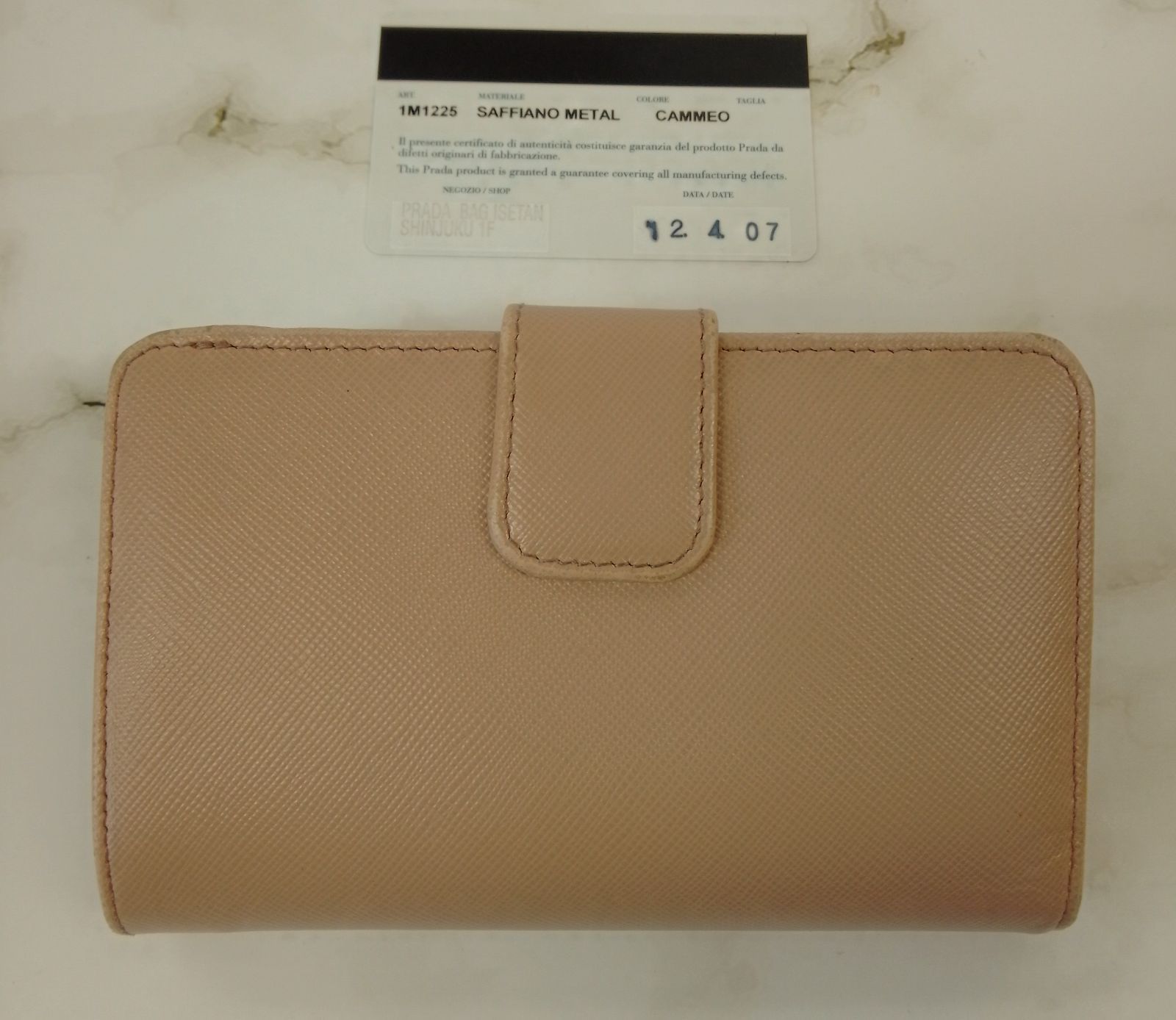 ANG 09 プラダ サフィアーノメタル L字ファスナー財布 ゴールド金具 箱 カード付き