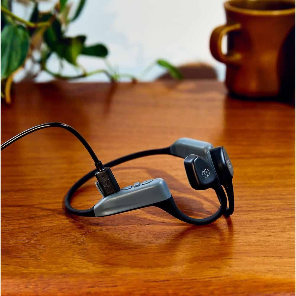 オーディオテクニカ ATH E ワイヤレスイヤホン Bluetooth 5 3 軟骨伝導 オープンイヤーヘッドホン ながら聴き LE Audio対応 オリジナルステッカー付き 最大音量アップ マルチポイント対応 ノイ ブラック