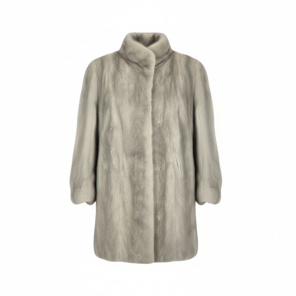 32 L 10 JINDO SAGA MINK サガミンク 銀サガ サファイアミンク ロングコート サイズ11号 シルバーグレー 最 本毛皮 FUR ポケット有t 18 r