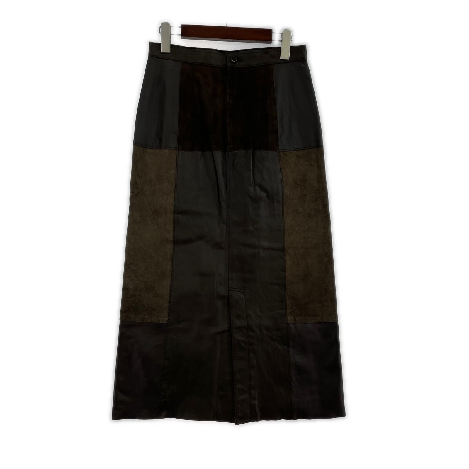 tricot COMME des GARCONS 02 AW レザースウェードロングスカート M