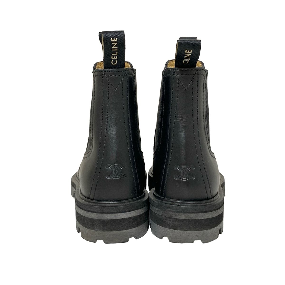 CELINE ブラック レザー ショートブーツ 37 CELINE(セリーヌ) ショートブーツ 37 レディース - 黒 サイドゴア
