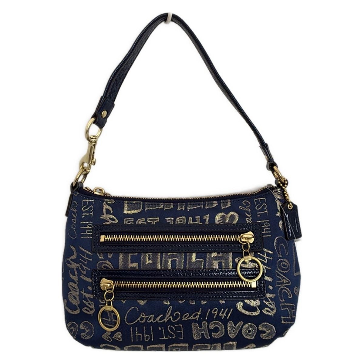 COACH(コーチ) ハンドバッグ - ブルー×ゴールド ミニバッグ レザー