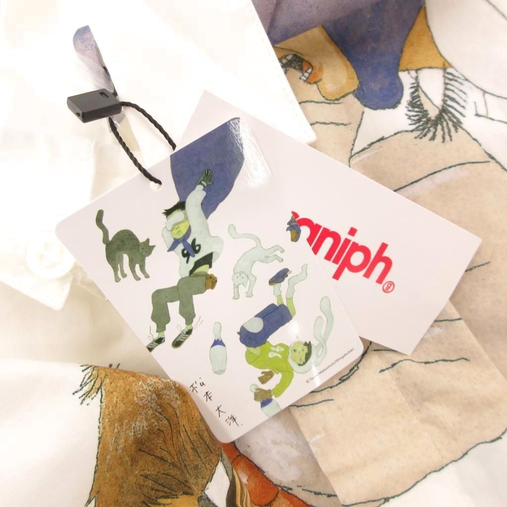 グラニフ graniph タグ付き 松本大洋 ネコ ルーズフィットシャツ 長袖