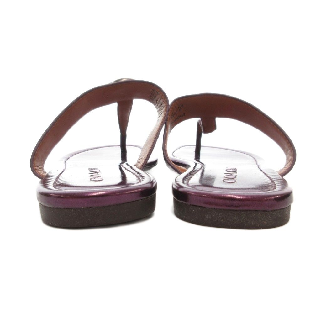  コーチ COACH トングサンダル 6.5 23.5 cm シューズ Cロゴ メタリック 紫 パープル AE サンダル サンダル ミュール