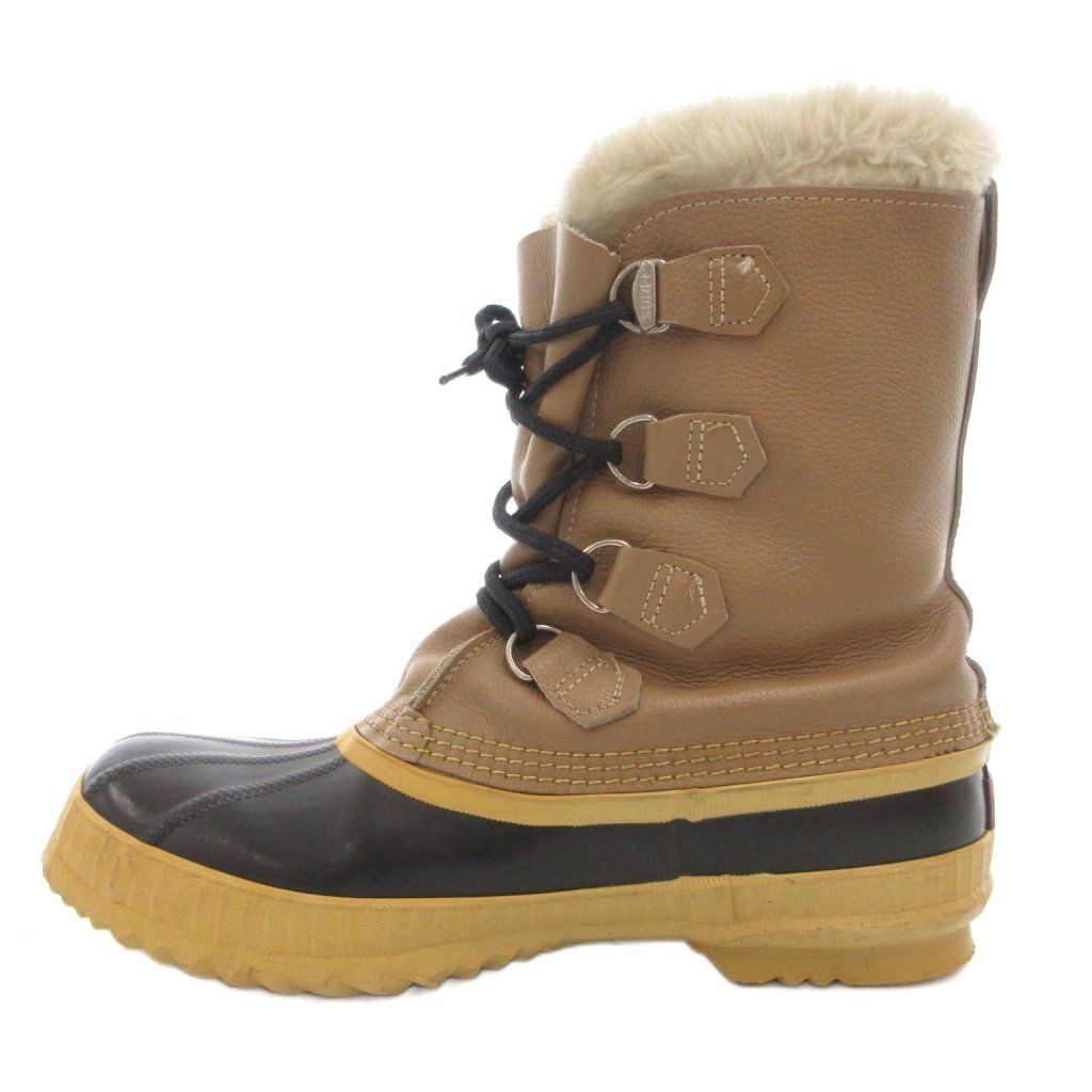 ソレル SOREL カリブー ウィンターブーツ スノーシューズ ショート ボア レースアップ レザー カナダ製 9 茶 ブラウン GV