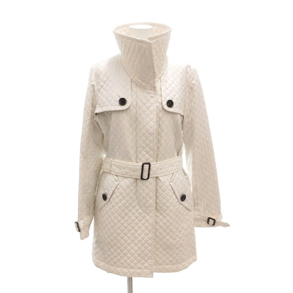 バーバリー ロンドン LONDON キルティングコート 40 M 中綿 ガンフラップ ジップアップ 裏地ノバチェック 白 ホワイト AE